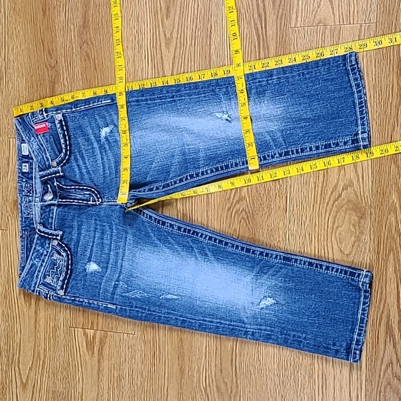 MISS ME VINTAGE JEANS SHORTS WOMEN'S 28x19 BLUE IRENE CAPRI DISTRESSED DENIM - Picture 3 of 8